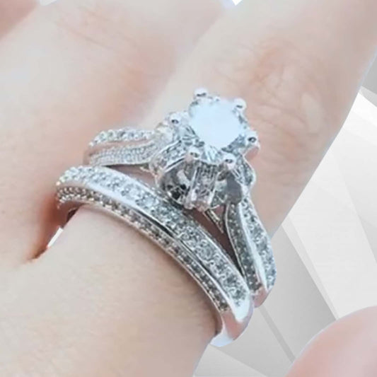 2.00Ct 96 CZ Diamonds Solitaire Bridal Engagement Band Rings 18K White Gold Over