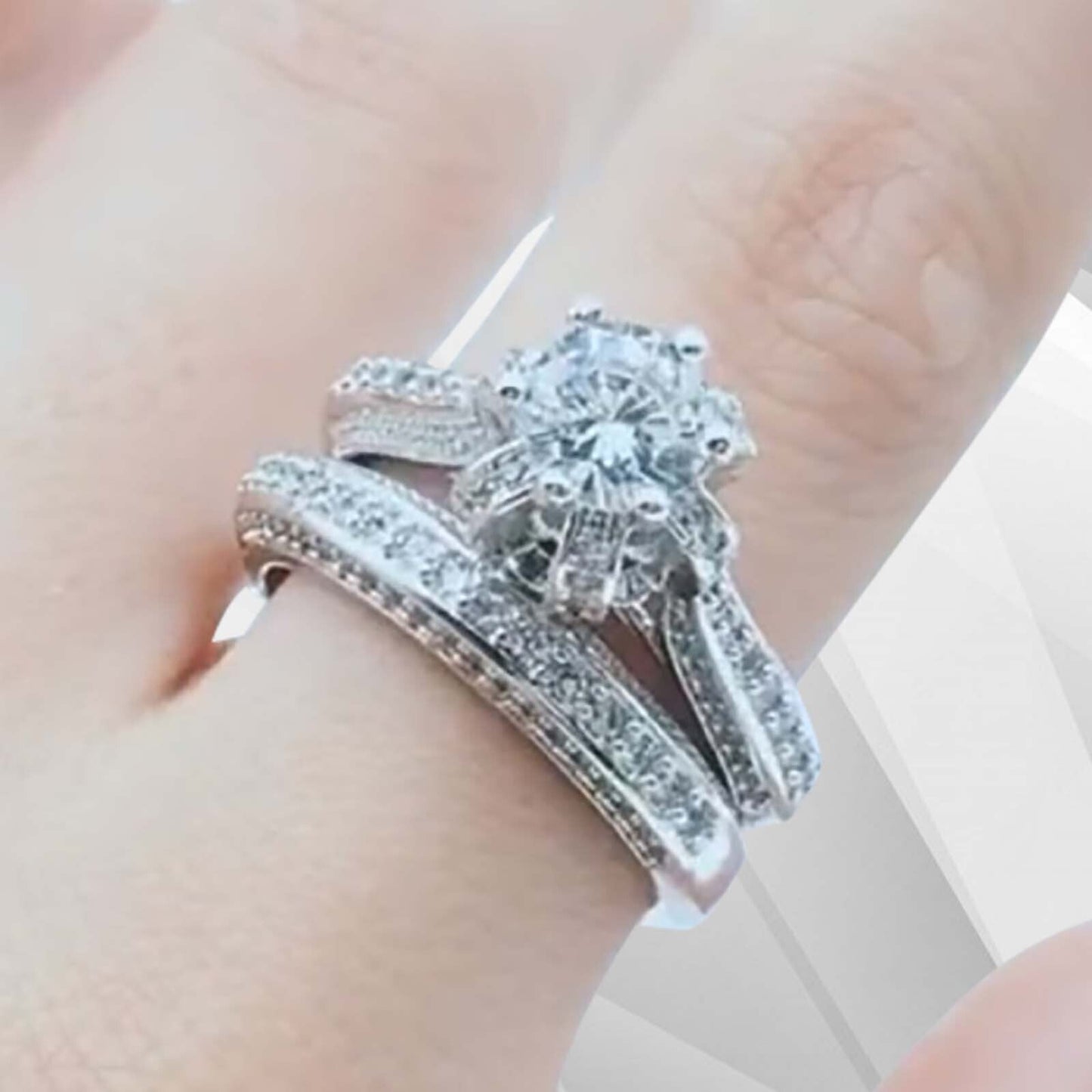 2.00Ct 96 CZ Diamonds Solitaire Bridal Engagement Band Rings 18K White Gold Over