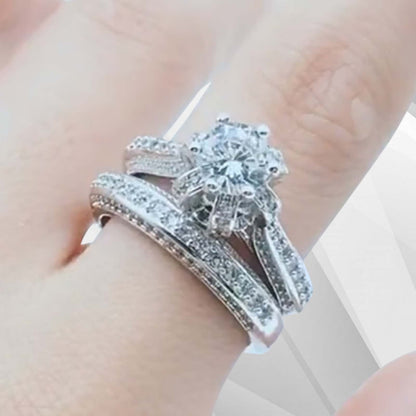 2.00Ct 96 CZ Diamonds Solitaire Bridal Engagement Band Rings 18K White Gold Over