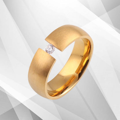 18Ct Yellow Gold Over 0.35Ct C Z Diamond Titanium Wedding Engagement Band Ring