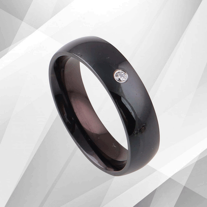 0.35Ct C Z Diamond Ring Anniversary Engagement Black Titanium Band Comfort Fit