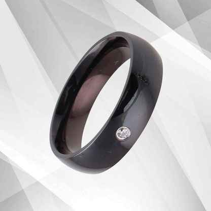 0.35Ct C Z Diamond Ring Anniversary Engagement Black Titanium Band Comfort Fit