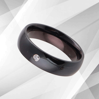 0.35Ct C Z Diamond Ring Anniversary Engagement Black Titanium Band Comfort Fit