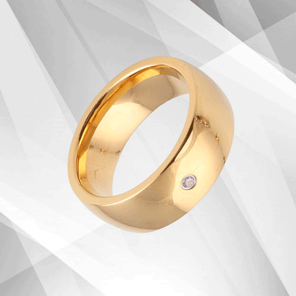 0.35Ct C Z Diamond Sparkling Titanium Engagement Band Ring 18Ct Yellow Gold Over
