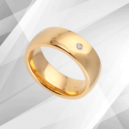 0.35Ct C Z Diamond Sparkling Titanium Engagement Band Ring 18Ct Yellow Gold Over