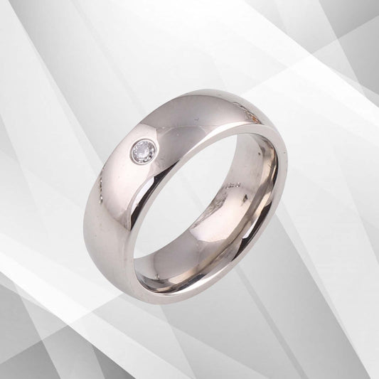 0.35Ct C Z Diamond Sparkling Titanium Wedding Band Ring 18Ct White Gold Over UK
