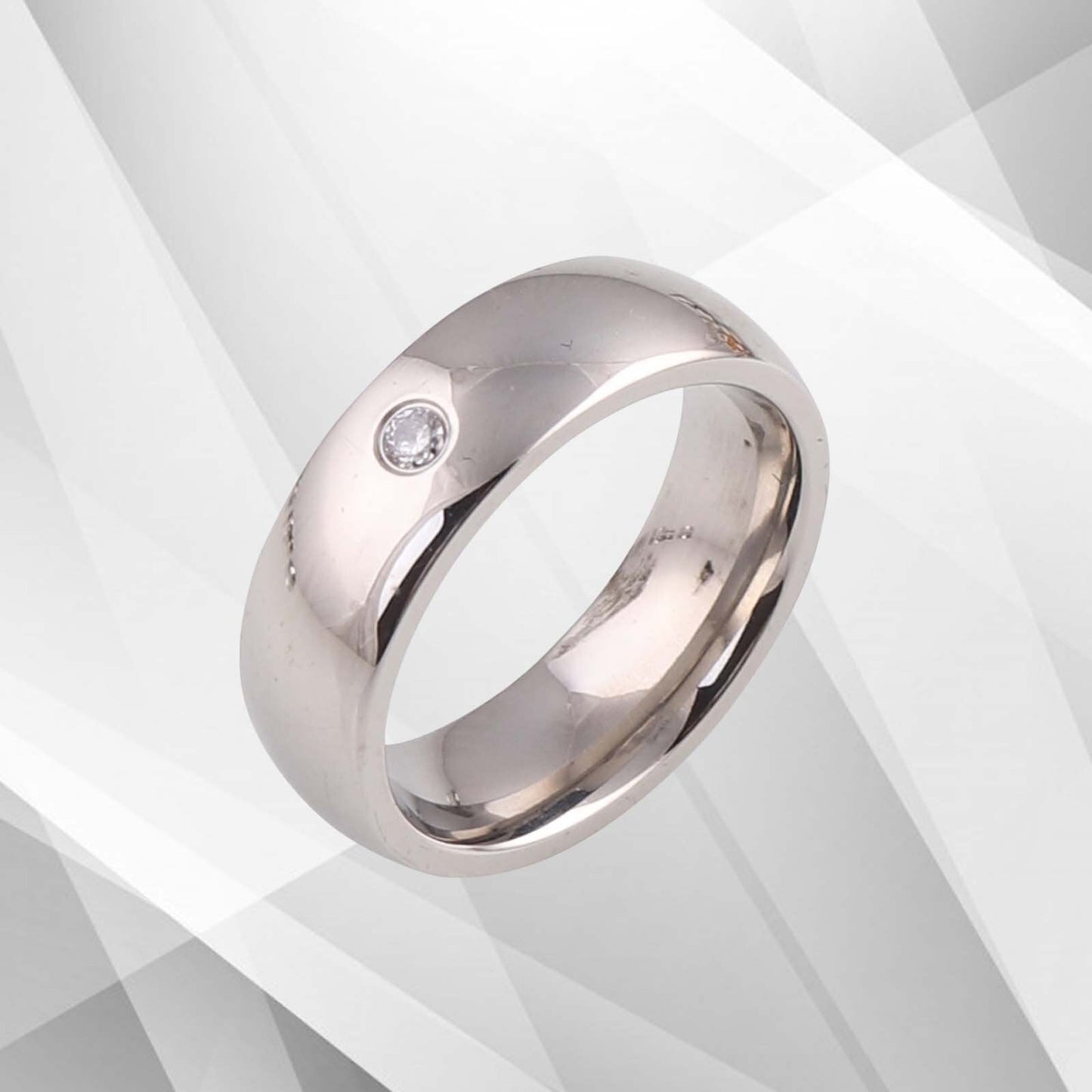 0.35Ct C Z Diamond Sparkling Titanium Wedding Band Ring 18Ct White Gold Over UK