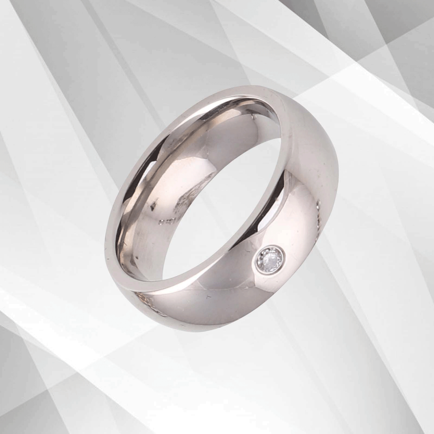 0.35Ct C Z Diamond Sparkling Titanium Wedding Band Ring 18Ct White Gold Over UK