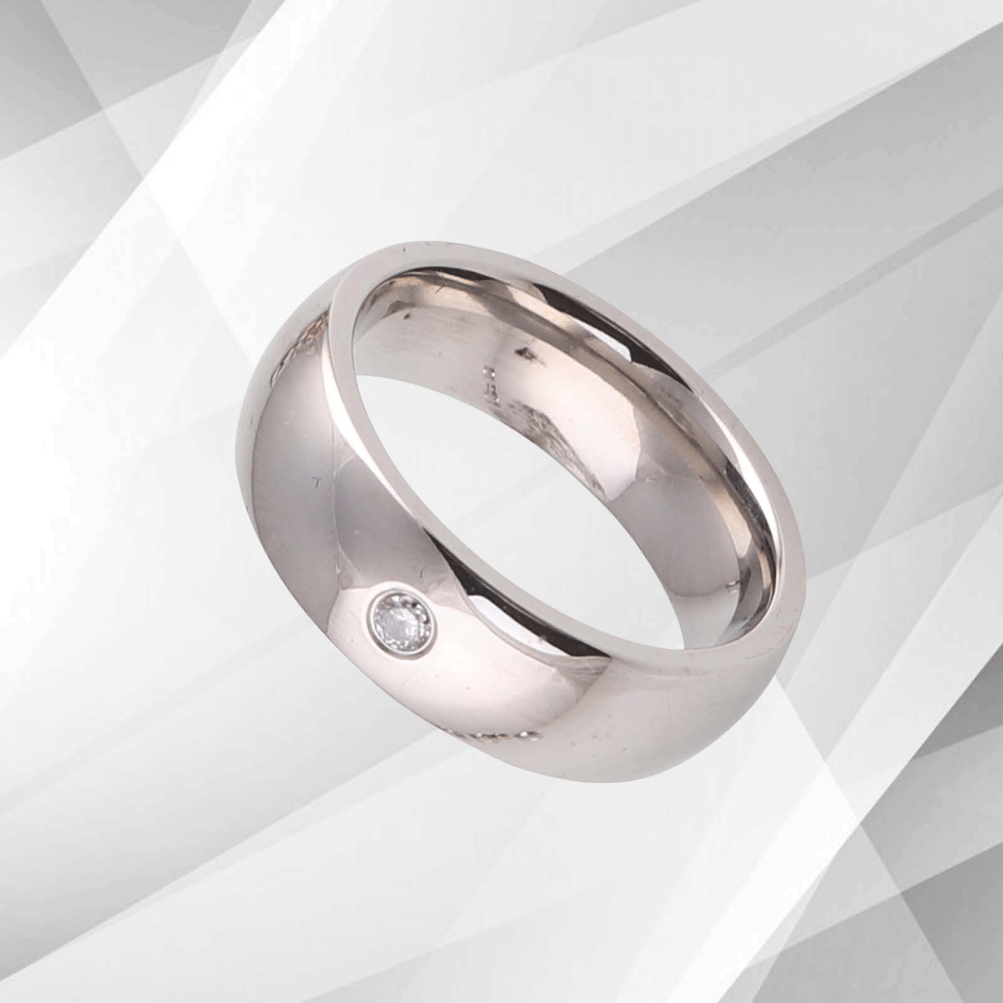 0.35Ct C Z Diamond Sparkling Titanium Wedding Band Ring 18Ct White Gold Over UK