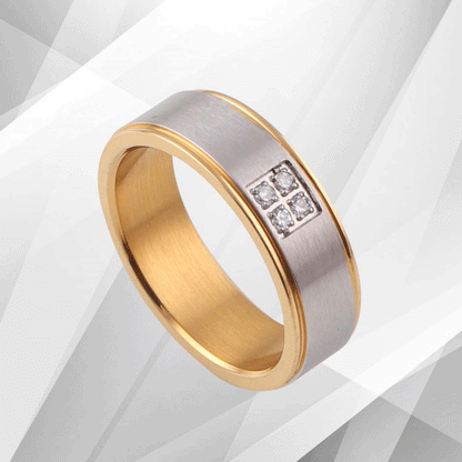 6mm Titanium Four 0.35Ct C Z Diamond Wedding Band 18Ct Yellow White Gold Over UK