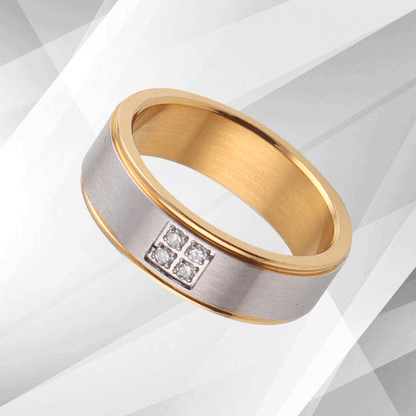 6mm Titanium Four 0.35Ct C Z Diamond Wedding Band 18Ct Yellow White Gold Over UK