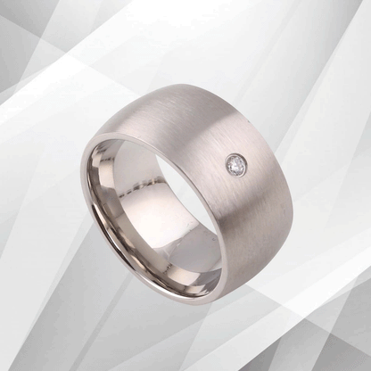 UK 10mm Titanium Wedding Ring Engagement Band 0.35Ct C Z Diamond 18Ct Gold Over