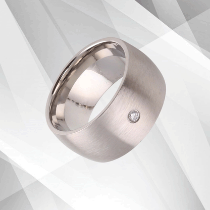 UK 10mm Titanium Wedding Ring Engagement Band 0.35Ct C Z Diamond 18Ct Gold Over