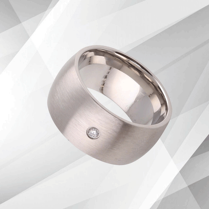 UK 10mm Titanium Wedding Ring Engagement Band 0.35Ct C Z Diamond 18Ct Gold Over