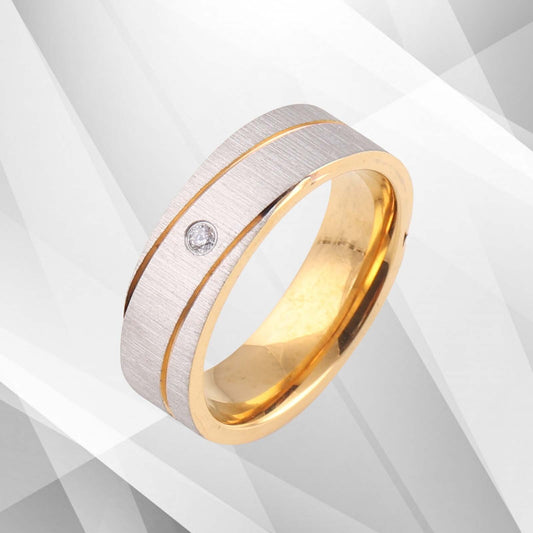 18Ct Yellow White Gold Over Titanium 0.35Ct C Z Diamond Wedding Anniversary Band