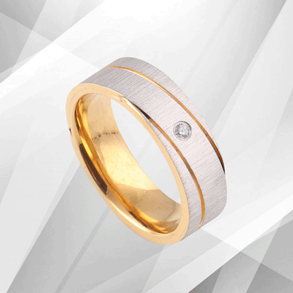 18Ct Yellow White Gold Over Titanium 0.35Ct C Z Diamond Wedding Anniversary Band