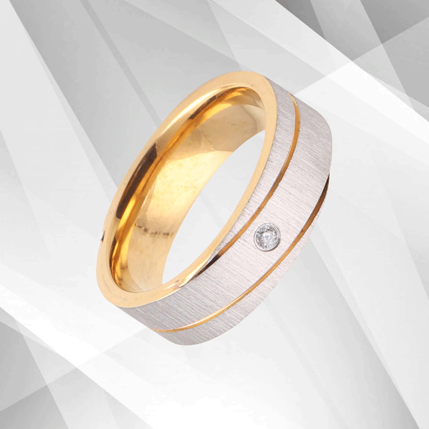 18Ct Yellow White Gold Over Titanium 0.35Ct C Z Diamond Wedding Anniversary Band
