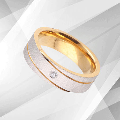 18Ct Yellow White Gold Over Titanium 0.35Ct C Z Diamond Wedding Anniversary Band