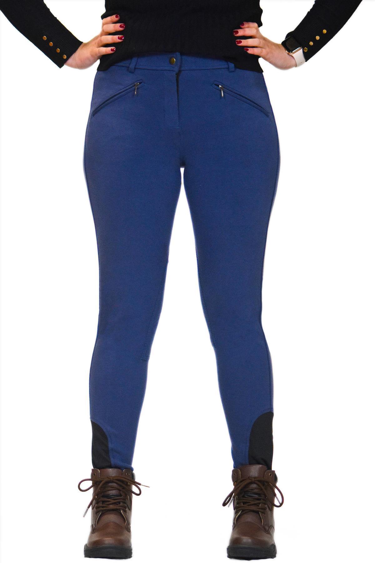 Ladies Jodhpurs Jodhpur Horse Riding Self Seat Stretchy English Blue Ladies 14/30''