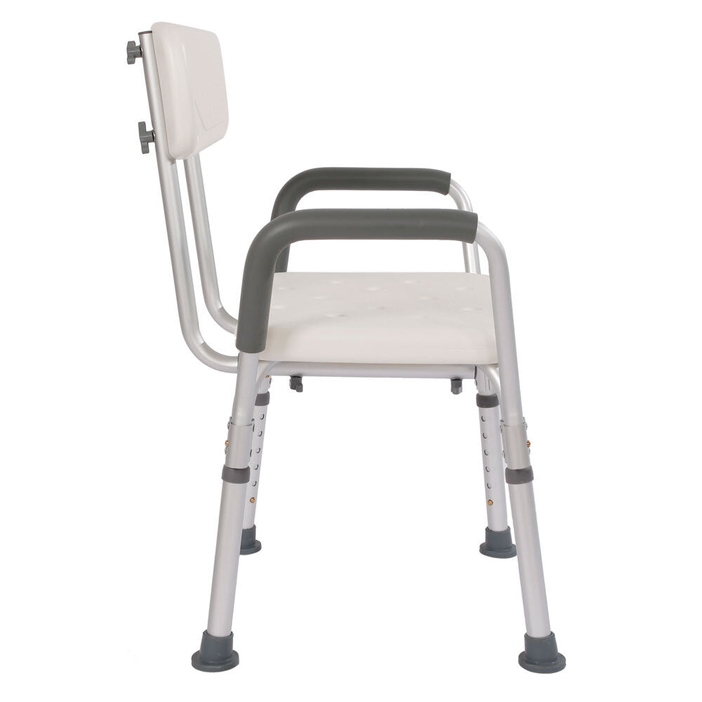 Medical Bathroom Safety Shower Tub Aluminium Alloy Bath Chair Bench with Back & Handle White