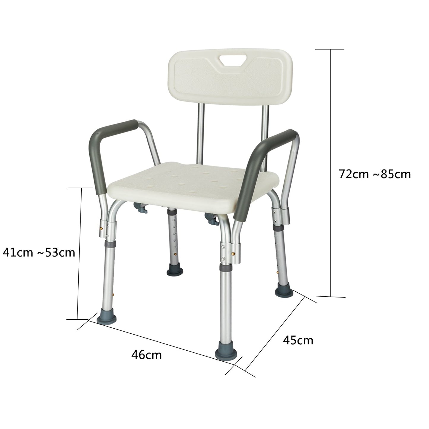 Medical Bathroom Safety Shower Tub Aluminium Alloy Bath Chair Bench with Back & Handle White