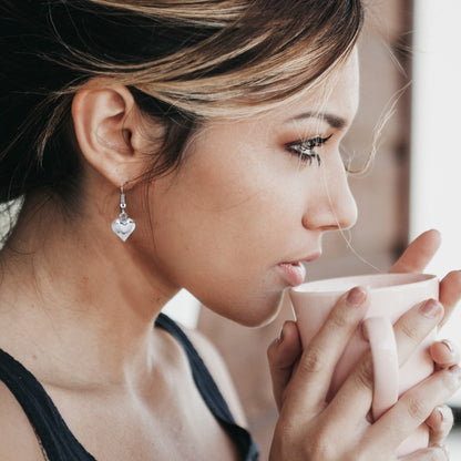 Heart Earrings & Love You Message Card