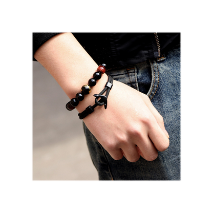 Men's Black Anchor Bracelet
