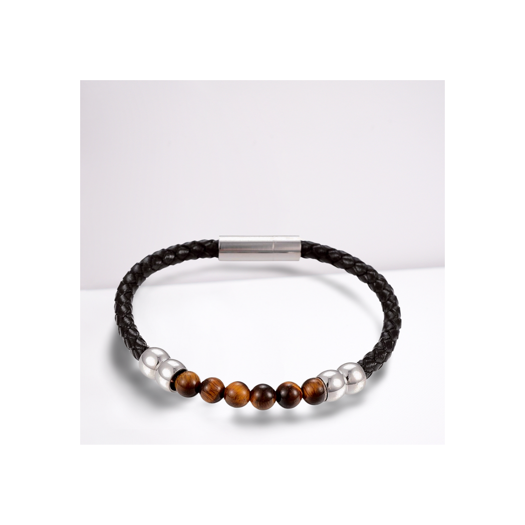 Men's Tigers Eye Leather Bracelet