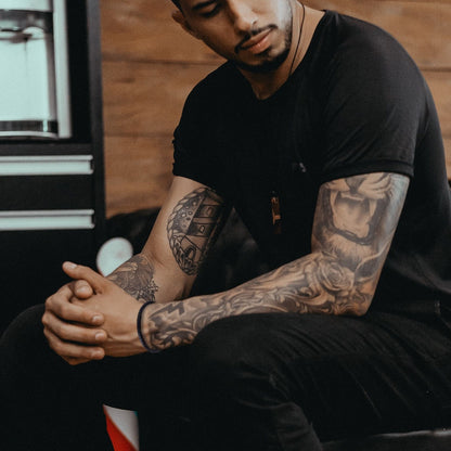 Men's Black Leather Rope Bracelet