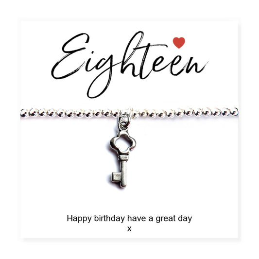 18th Birthday Stretch Beaded Bracelet & Message Card