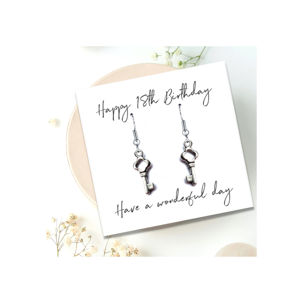 Happy 18th Birthday Earrings & Message Card