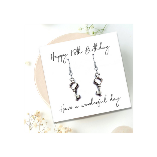 Happy 18th Birthday Earrings & Message Card