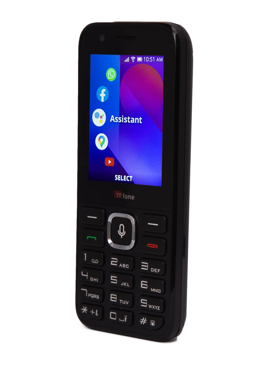 TT240 Simple Whatsapp Mobile Phone 3G KaiOS Feature Smartphone & In Car Charger & Vodafone PAYG Sim Card