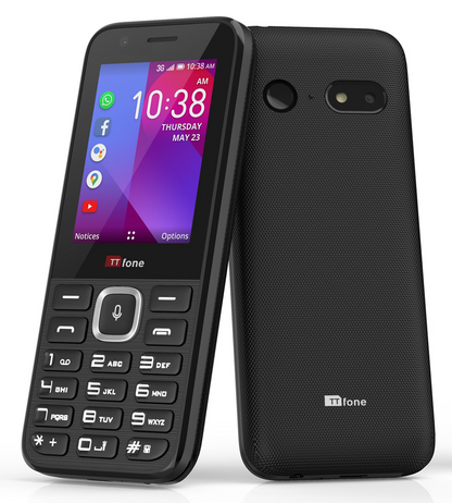 TT240 Simple Whatsapp Mobile Phone 3G KaiOS Feature Smartphone & In Car Charger & Vodafone PAYG Sim Card