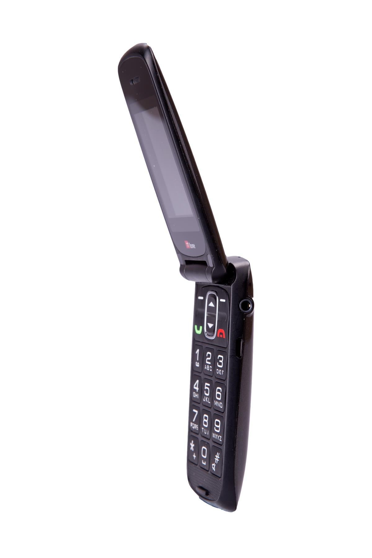 TT300 Star GREY Flip Folding Big Button Senior SOS Emergency Button Mobile Phone & CB4 Nylon Holster Case & Vodafone PAYG Sim Card