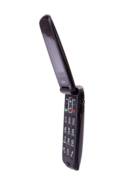 TT300 Star GREY Flip Folding Big Button Senior SOS Emergency Button Mobile Phone & CB4 Nylon Holster Case & Vodafone PAYG Sim Card