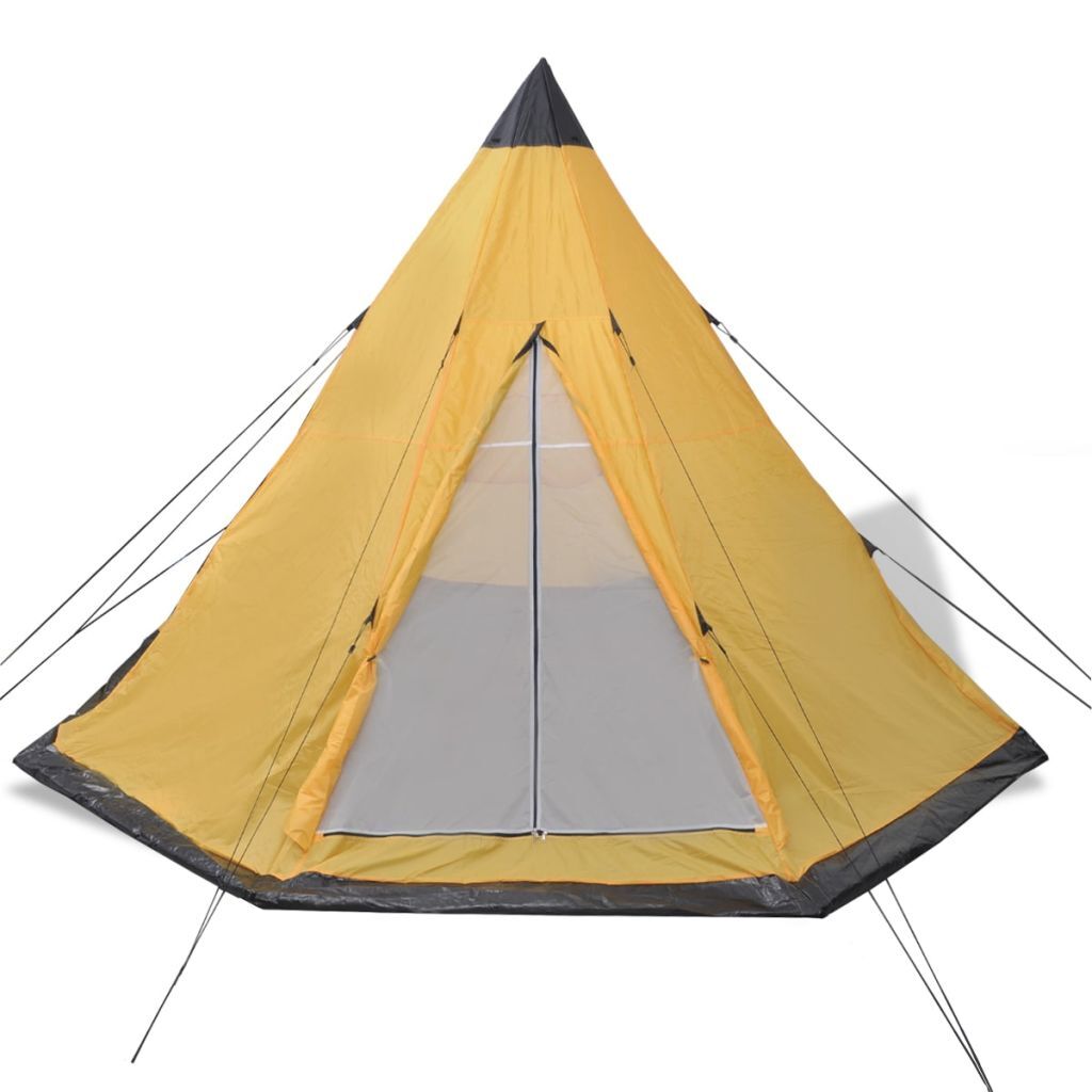 Four People Tent Camping Outdoors Vacation with Bag Yellow