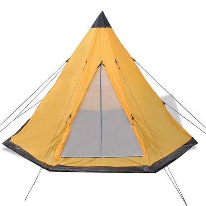 Four People Tent Camping Outdoors Vacation with Bag Yellow