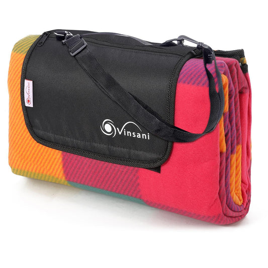 200 x 180cm Folding Picnic Blanket Waterproof & Sandproof - Multicoloured