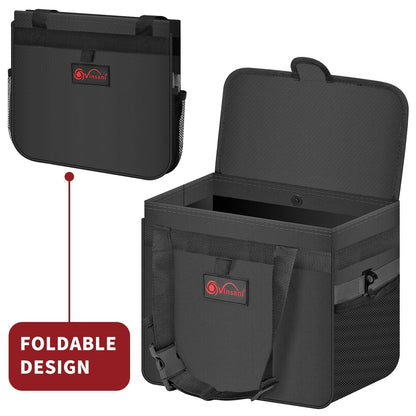 Car Rubbish Bin with Lid Waterproof Leakproof Interior- Large / Black