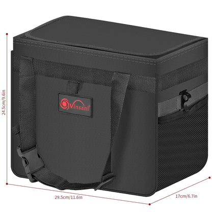 Car Rubbish Bin with Lid Waterproof Leakproof Interior- Large / Black