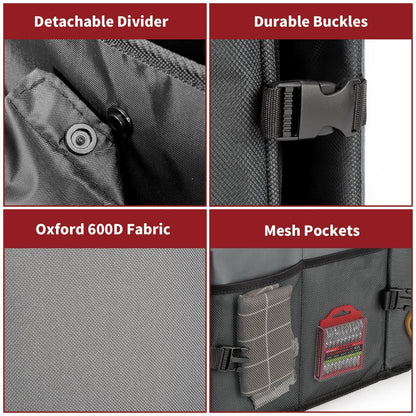 Deluxe Car Boot Storage Organiser Case Tool Bag - All Vehicles (Grey)