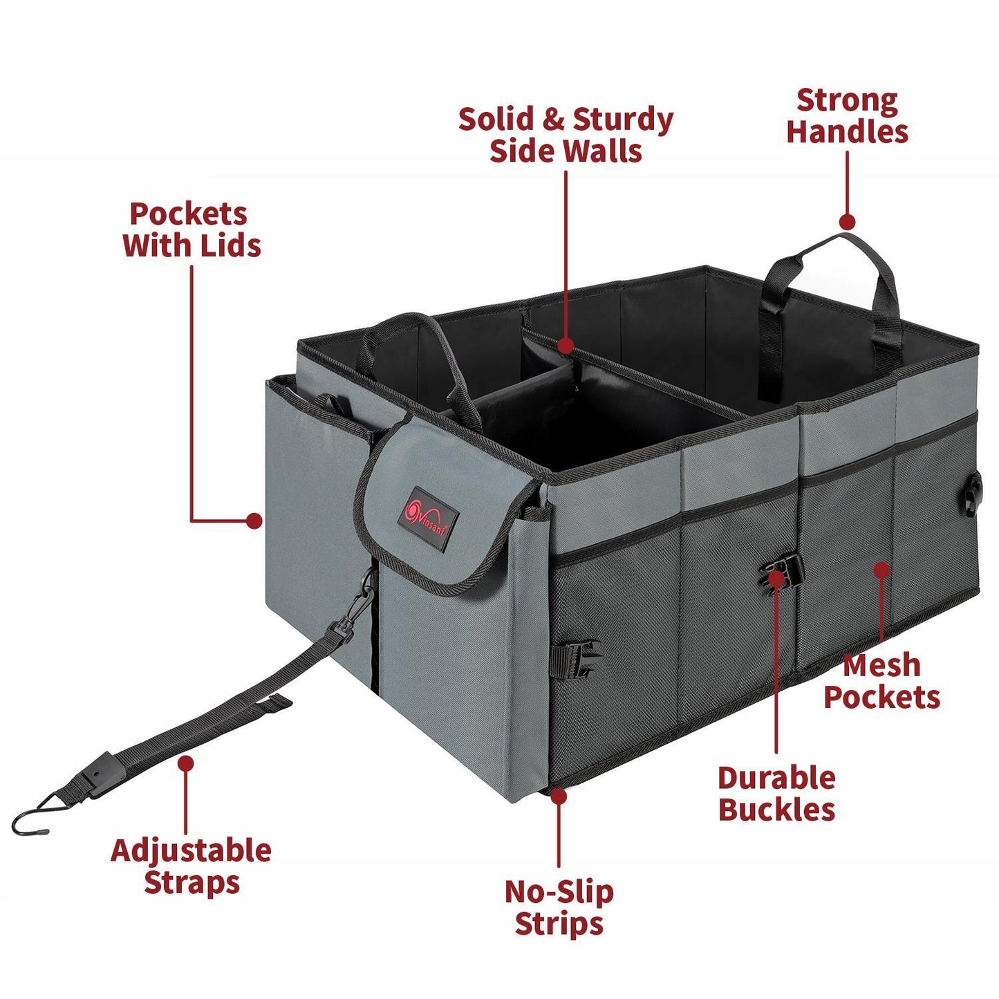 Deluxe Car Boot Storage Organiser Case Tool Bag - All Vehicles (Grey)