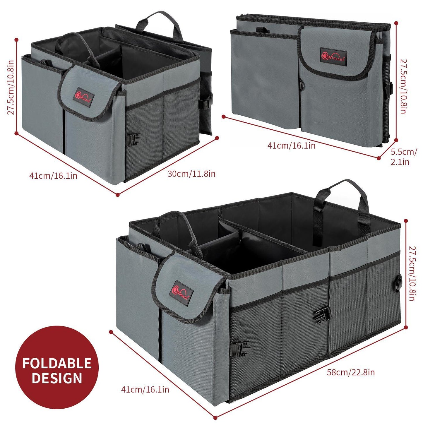 Deluxe Car Boot Storage Organiser Case Tool Bag - All Vehicles (Grey)