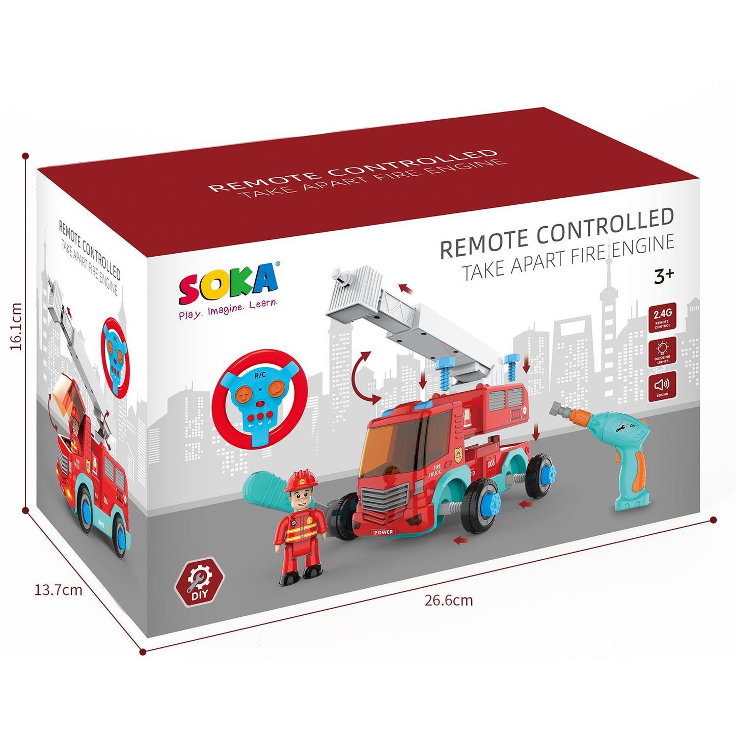 SOKA Build Your Own Take-A-Part Fire Truck Remote Controlled Kit w Light & Sound