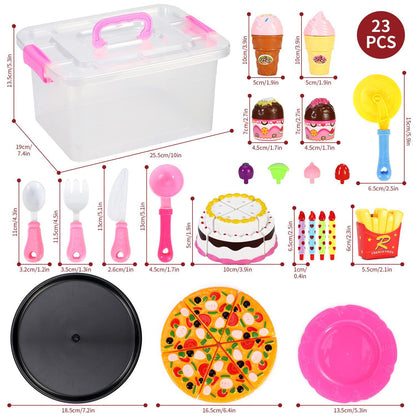 SOKA Pizza, Ice Cream & Cake Pretend Play Toy Set Food Playset for Kids 3+