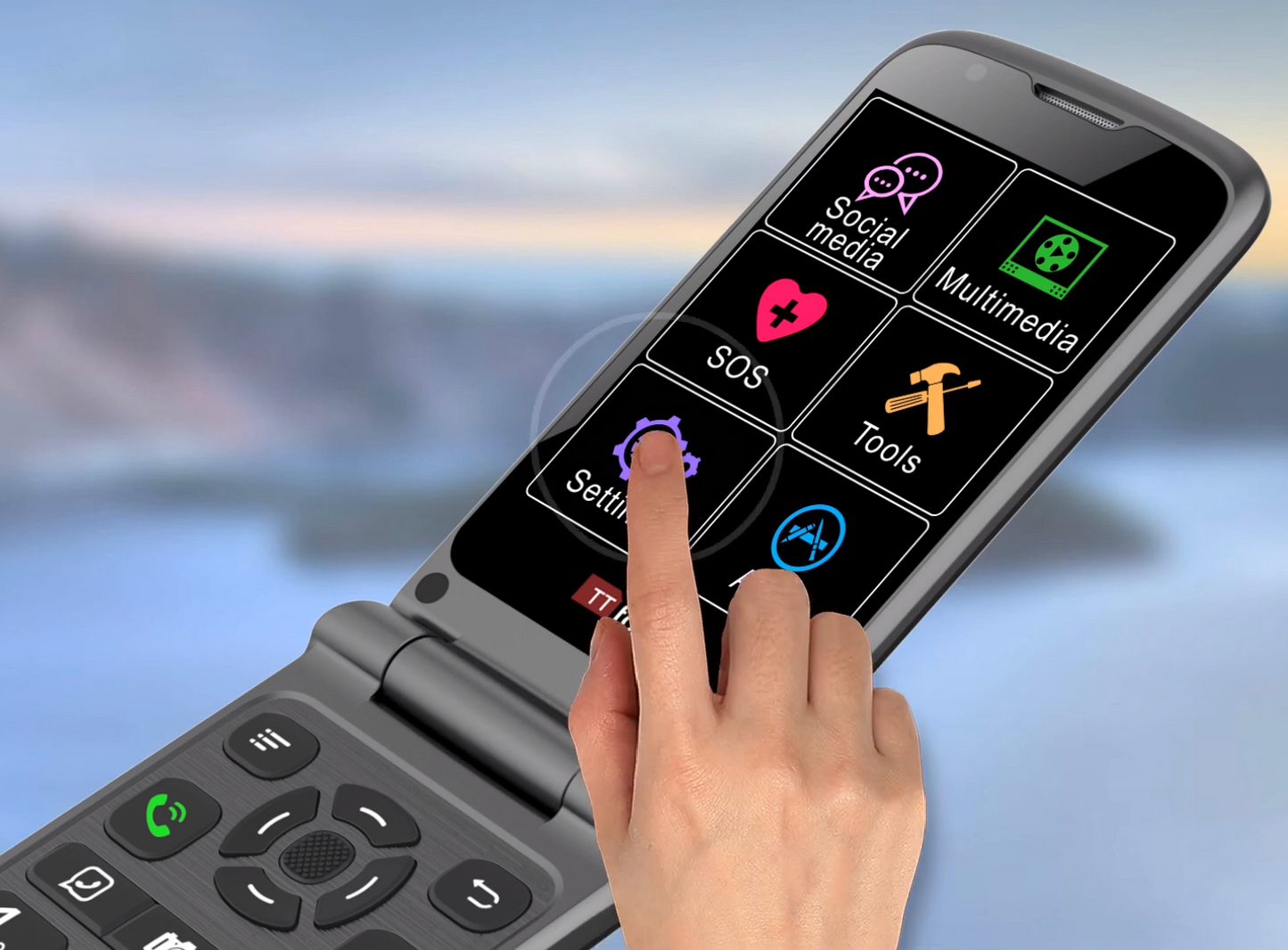TT950 3G Flip Android Whatsapp Mobile Phone Car Charger, Dock Charger, Sim