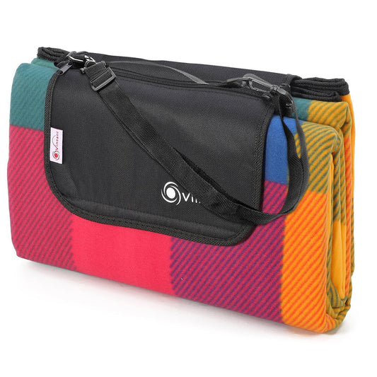 200 x 200cm Folding Picnic Blanket Waterproof & Sandproof- Multicoloured