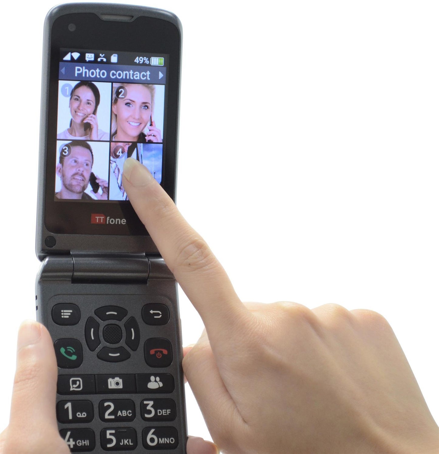 TT950 3G Flip Android Simple Whatsapp Mobile Phone & In Car Charger, Dock Charger & Vodafone Sim Card