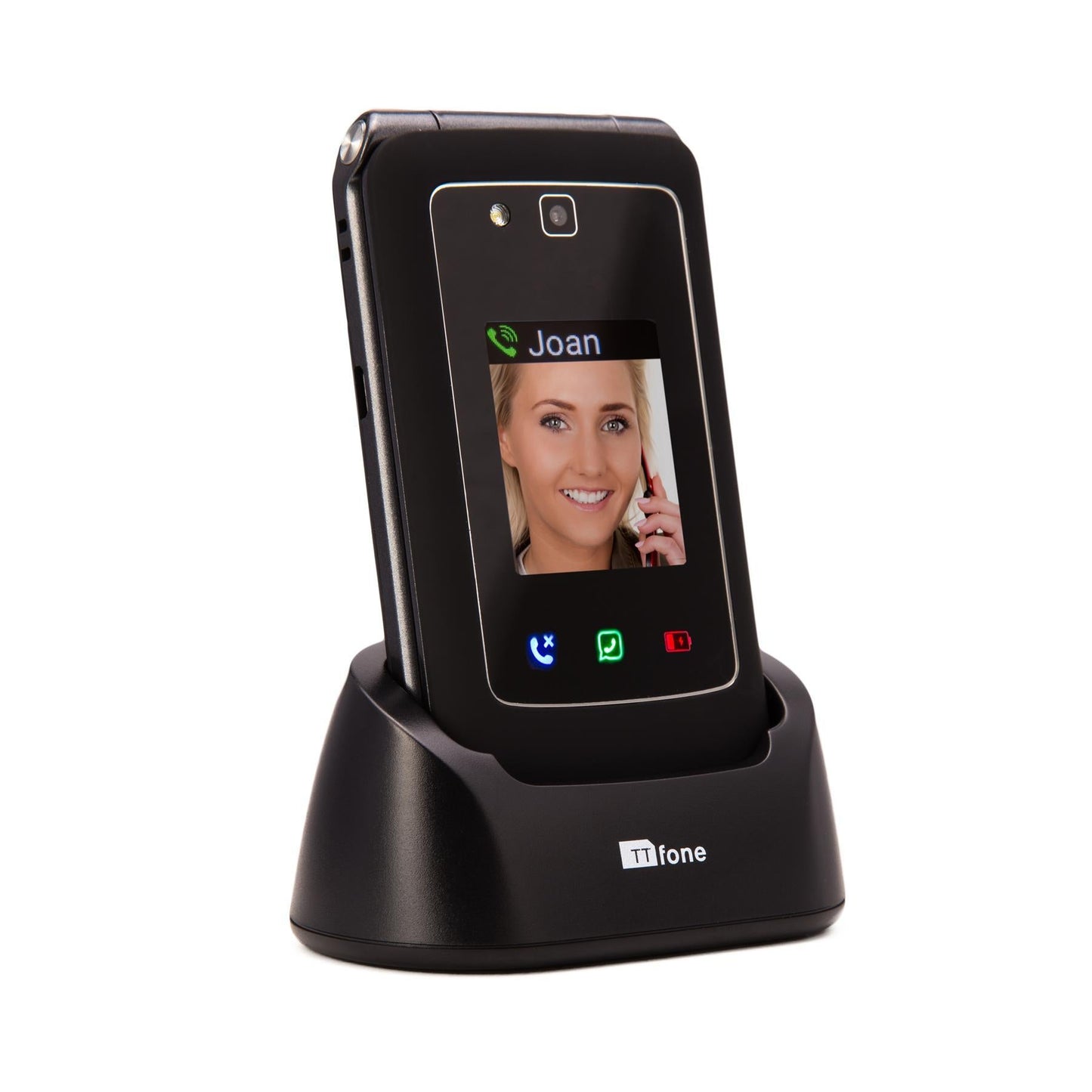 TT950 3G Flip Android Simple Whatsapp Mobile Phone & In Car Charger, Dock Charger & Vodafone Sim Card